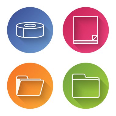 Satır Scotch, Dosya belgesi, Belge dizini ve Belge dizinini ayarla. Renkli daire düğmesi. Vektör