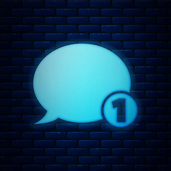 Fluo lumineux bulle vocale icône de chat isolé sur fond de mur de briques. Icône de message. Communication ou commentaire chat symbole. Illustration vectorielle — Image vectorielle