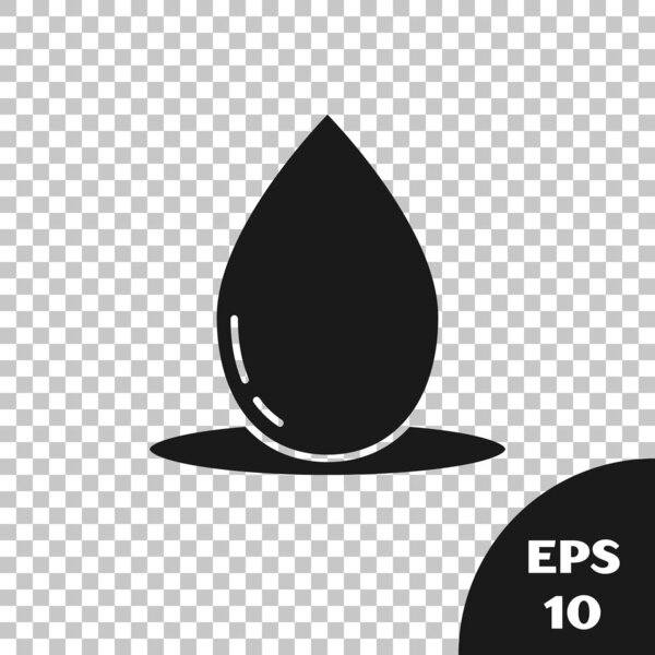 Black Oil drop icon isolated on transparent background. Vector Illustration