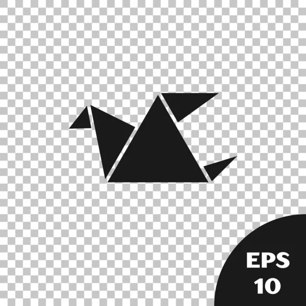Black Origami pták ikona izolované na průhledném pozadí. Vektorová ilustrace — Stockový vektor
