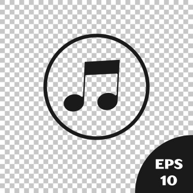 Siyah Müzik, şeffaf arkaplanda izole edilmiş ton simgesi. Vektör İllüstrasyonu