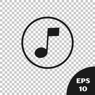 Siyah Müzik, şeffaf arkaplanda izole edilmiş ton simgesi. Vektör İllüstrasyonu