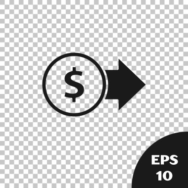 Şeffaf arkaplanda dolar sembolü simgesi olan kara para. Bankacılık işareti. Para sembolü. Vektör İllüstrasyonu