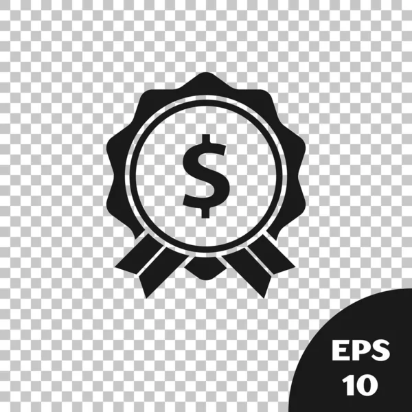 Black Price tag com ícone de dólar isolado em fundo transparente. Distintivo por preço. Venda com símbolo de dólar. Desconto de marca promocional. Ilustração vetorial — Vetor de Stock