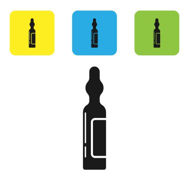 Siyah Evcil Hayvanlar 'ın beyaz arka planda izole edilmiş tıbbi ikonu. Hayvan için reçeteli ilaç. Renkli kare düğmeleri ayarlayın. Vektör İllüstrasyonu