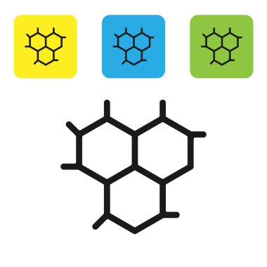 Siyah Kimyasal Formül simgesi beyaz arkaplanda izole edildi. Yenilikçi tıp, sağlık, araştırma ve bilim için soyut altıgen. Renkli kare düğmeleri ayarlayın. Vektör İllüstrasyonu