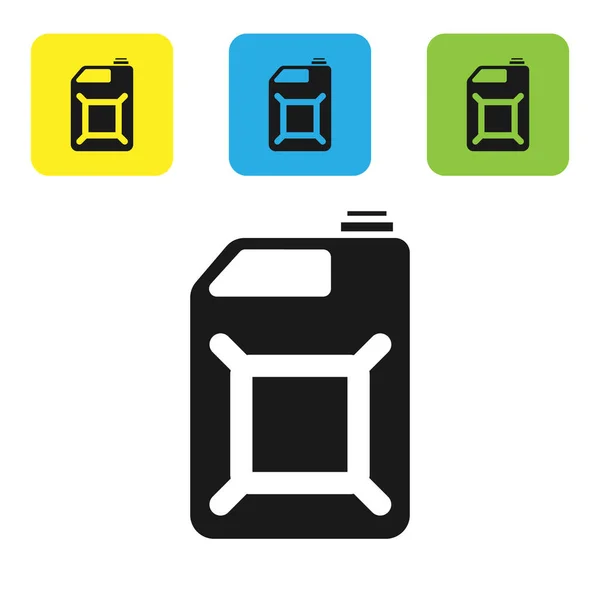 Boîte noire pour icône essence isolée sur fond blanc. Icône de gaz diesel. Set icônes boutons carrés colorés. Illustration vectorielle — Image vectorielle