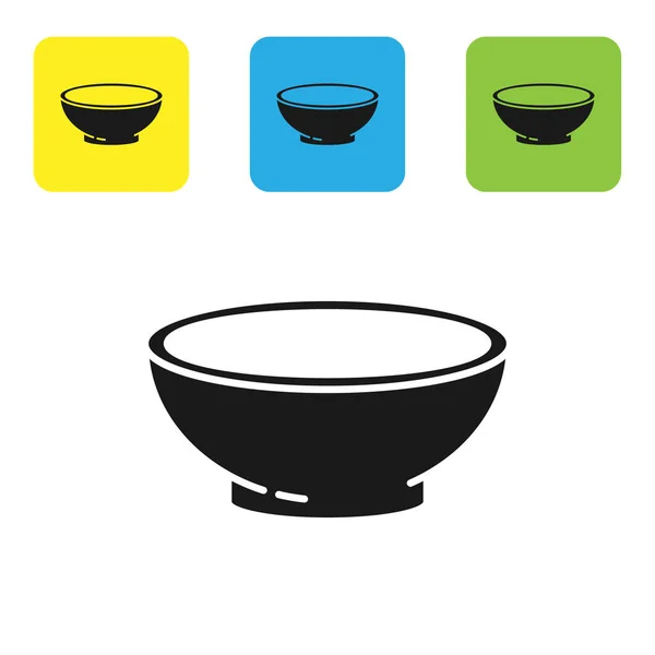 Cuenco negro de sopa caliente icono aislado sobre fondo blanco. Establecer iconos coloridos botones cuadrados. Ilustración vectorial — Vector de stock