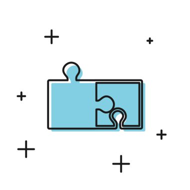 Beyaz arka planda yalıtılmış siyah bulmaca simgesi. Modern düz, iş, pazarlama, finans, internet kavramı. Vektör İllüstrasyonu