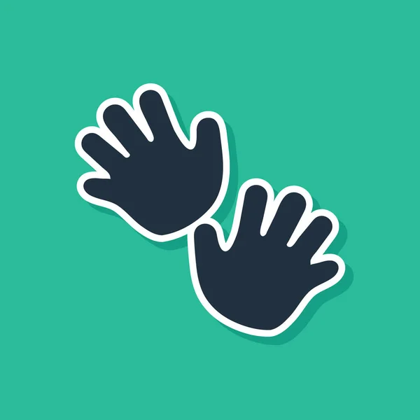 Blue Baby Mãos Imprimir Ícone Isolado Fundo Verde Ilustração Vetorial — Vetor de Stock