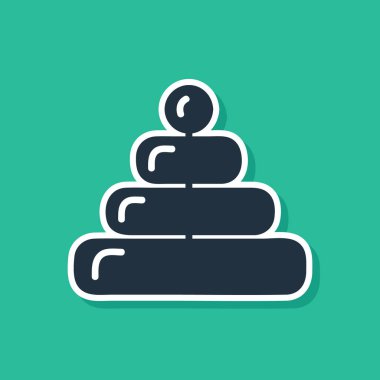 Mavi Piramit oyuncak ikonu yeşil arka planda izole edildi. Vektör İllüstrasyonu