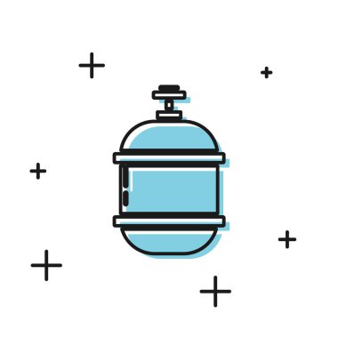 Siyah Propan gaz tankı simgesi beyaz arka plan üzerinde izole. Yanıcı gaz tankı simgesi. Vektör İllüstrasyonu