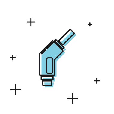 Beyaz arka planda siyah benzin pompası ikonu izole edildi. Yakıt pompası istasyonu. Yakıt ikmal tabelası. Benzin istasyonu ikonu. Vektör İllüstrasyonu