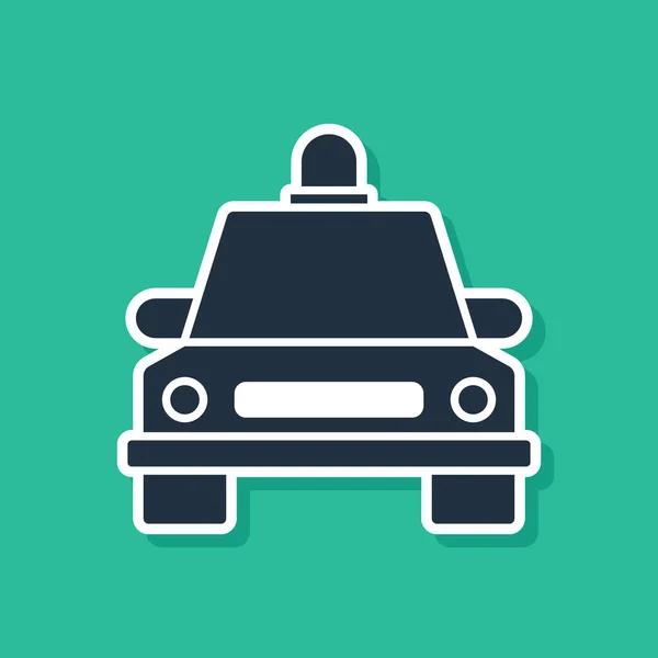 Піктограма автомобіля Blue Taxi ізольована на зеленому тлі. Векторна ілюстрація — стоковий вектор