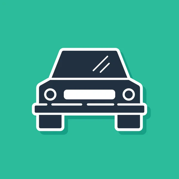 Icono del coche azul aislado sobre fondo verde. Vista frontal. Ilustración vectorial — Archivo Imágenes Vectoriales