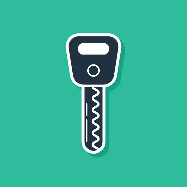 Icono de la llave del coche azul aislado sobre fondo verde. Ilustración vectorial — Vector de stock