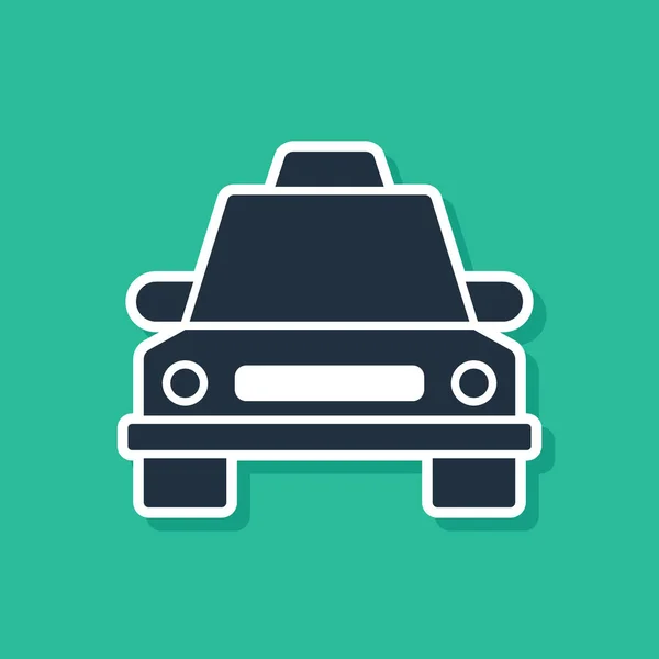 Icono de coche Taxi azul aislado sobre fondo verde. Ilustración vectorial — Vector de stock
