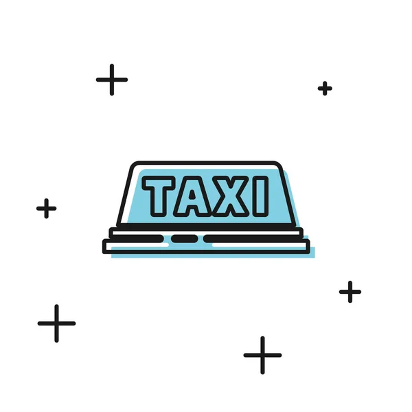 Svart Taxi bil tak ikon isolerad på vit bakgrund. Vektor Illustration — Stock vektor