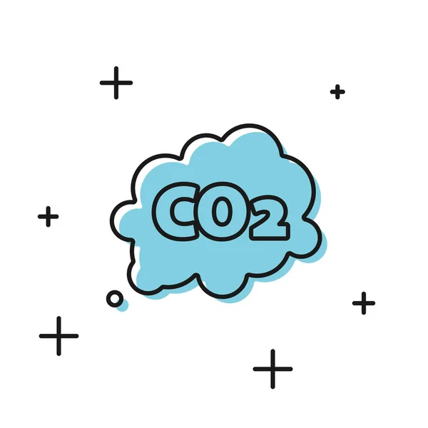 Black CO2 emissions in cloud icon isolated on white background. Carbon dioxide formula symbol, smog pollution concept, environment concept. Vector Illustration — Stock Vector