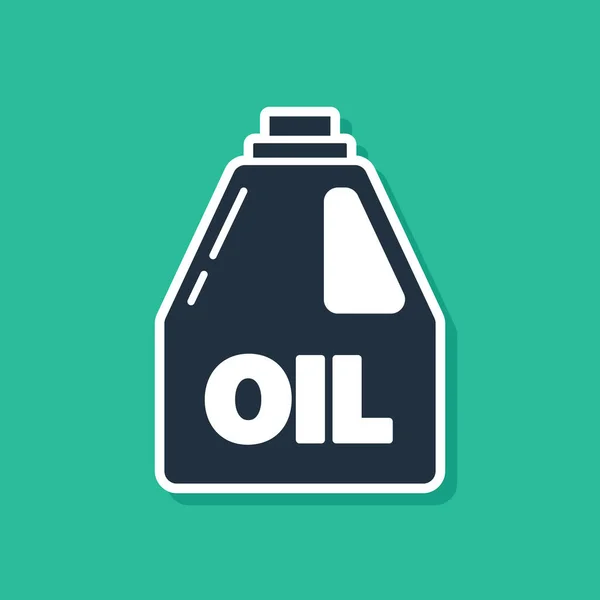 Bote de plástico azul para motor icono de aceite de máquina aislado sobre fondo verde. Un galón de aceite. Servicio de cambio de aceite y reparación. Ilustración vectorial — Archivo Imágenes Vectoriales