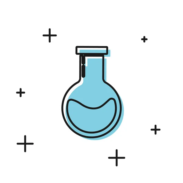Μαύρο δοκιμαστικό σωληνάριο και φιάλη-χημικό εργαστήριο δοκιμής απομονώνεται σε λευκό φόντο. Εργαστήριο υαλουργίας. Απεικόνιση διανυσματικών φορέων — Διανυσματικό Αρχείο