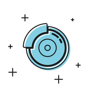 Beyaz arka planda izole edilmiş kalibre simgesi olan siyah araba fren diski. Vektör İllüstrasyonu