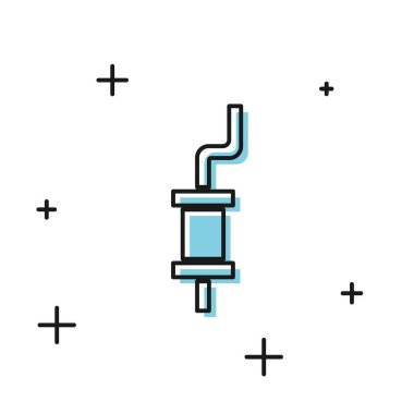 Siyah araba susturucusu simgesi beyaz arkaplanda izole edildi. Vektör İllüstrasyonu