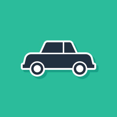 Mavi Araba simgesi yeşil arkaplanda izole edildi. Vektör İllüstrasyonu