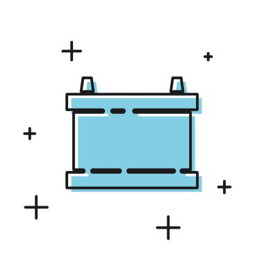 Siyah Araba pil simgesi beyaz arka plan üzerinde izole. Akümülatör pil enerji gücü ve elektrik akümülatör pil. Vektör İllüstrasyonu
