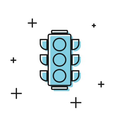 Beyaz arka planda yalıtılmış Siyah Trafik ışık simgesi. Vektör İllüstrasyonu