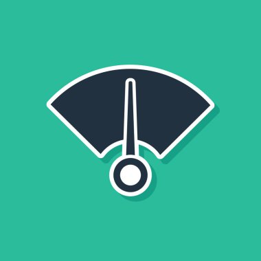 Yeşil arkaplanda mavi hız göstergesi simgesi izole edildi. Vektör İllüstrasyonu