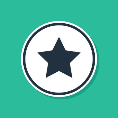 Mavi Yıldız simgesi yeşil arkaplanda izole edildi. Favori, en iyi derecelendirme, ödül sembolü. Vektör İllüstrasyonu