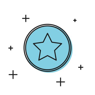 Siyah Yıldız simgesi beyaz arka planda yalıtılmış. Favori, en iyi reyting, ödül sembolü. Vektör İllüstrasyonu