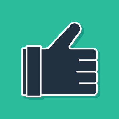 Mavi El, yeşil arkaplanda izole edilmiş bir simge gibi. Vektör İllüstrasyonu