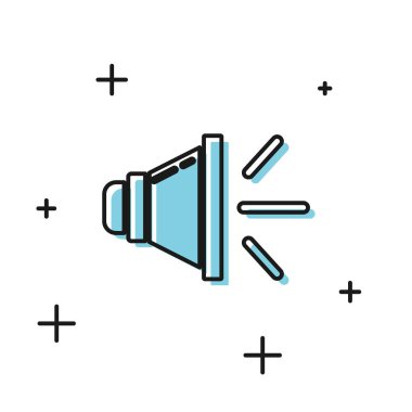 Siyah Hoparlör sesi, ses sembolü, beyaz arkaplanda izole edilmiş medya müzik ikonu. Vektör İllüstrasyonu