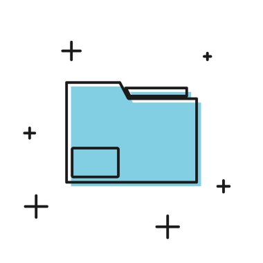 Beyaz arka planda yalıtılmış Siyah Belge klasör simgesi. Muhasebe bağlayıcı sembolü. Muhasebe yönetimi. Vektör İllüstrasyonu