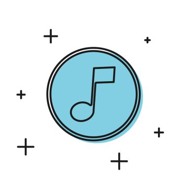 Siyah Müzik notu, beyaz arka planda yalıtılmış ton simgesi. Vektör İllüstrasyonu