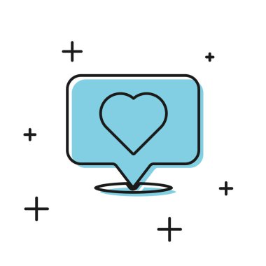 Siyah Gibi ve kalp simgesi beyaz arka plan üzerinde izole. Karşı Bildirim Simgesi. Takipçi Insta. Vektör İllüstrasyonu