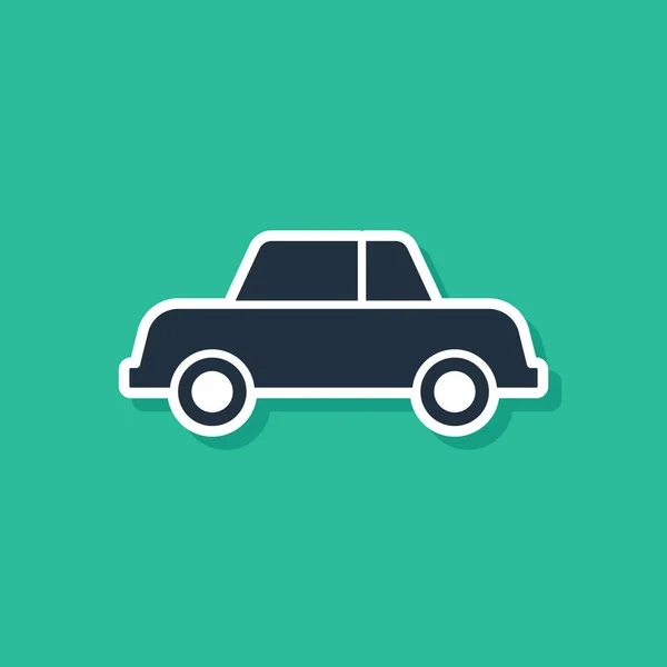 Иконка синего автомобиля выделена на зеленом фоне. Векторная миграция — стоковый вектор