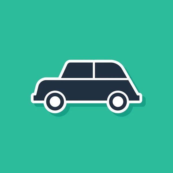 Ikona modrého auta izolované na zeleném pozadí. Vektorová ilustrace — Stockový vektor