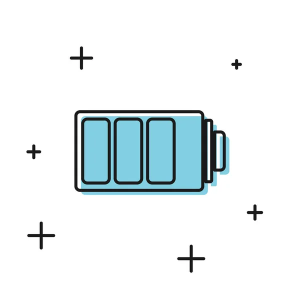 Icono indicador de nivel de carga de batería negro aislado sobre fondo blanco. Ilustración vectorial — Vector de stock
