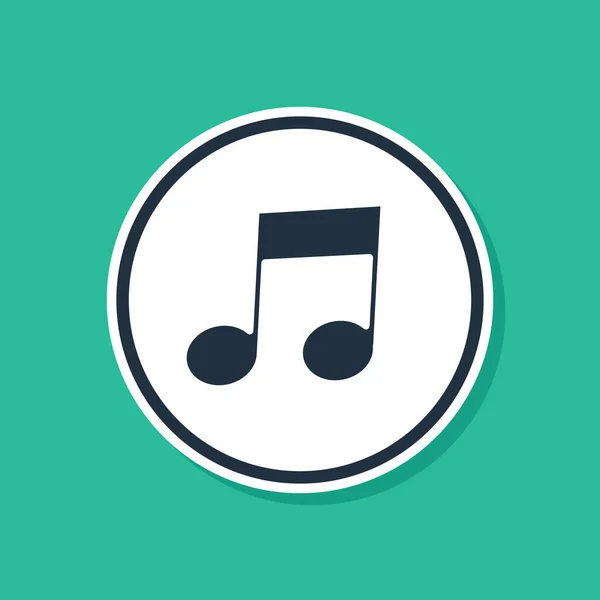 Blue Music nota, icona tono isolato su sfondo verde. Illustrazione vettoriale — Vettoriale Stock