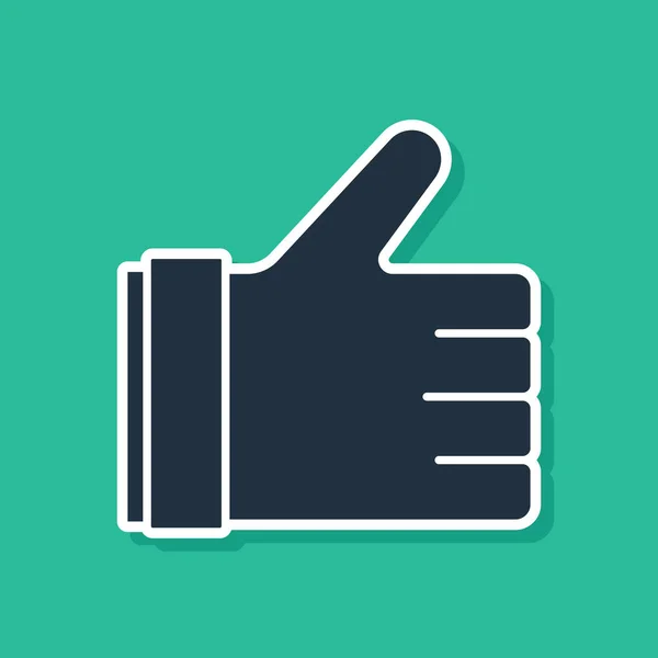 Blaue Hand wie ein Symbol auf grünem Hintergrund. Vektorillustration — Stockvektor