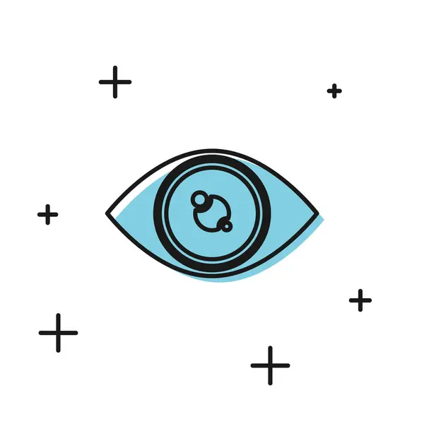 Ícone de olho preto isolado no fundo branco. Ilustração vetorial — Vetor de Stock