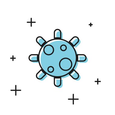 Siyah bakteri simgesi beyaz arka planda izole. Bakteriler ve mikroplar, mikroorganizma hastalığı neden, hücre kanseri, mikrop, virüs, mantar. Vektör Illustration