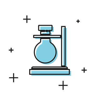 Beyaz arka planda siyah cam test tüpü ikonu izole edildi. Laboratuvar ekipmanları. Vektör İllüstrasyonu