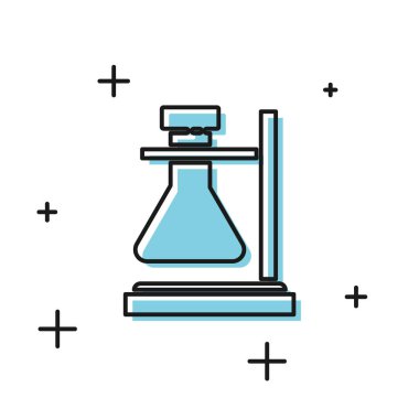 Beyaz arka planda siyah cam test tüpü ikonu izole edildi. Laboratuvar ekipmanları. Vektör İllüstrasyonu