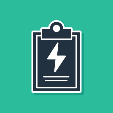 Yeşil arkaplanda kontrol listesi simgesi olan Mavi Laboratuvar panosu. Kontrol listesi sembolü. Vektör İllüstrasyonu