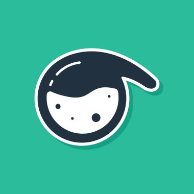 Mavi test tüpü ve kimyasal test ikonu yeşil arka planda izole edildi. Laboratuvar cam levhası. Vektör İllüstrasyonu