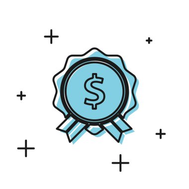 Beyaz arka planda izole edilmiş dolar simgesine sahip Siyah Fiyat etiketi. Fiyat için rozet. Dolar sembolü ile satış. Promosyon etiket indirimi. Vektör İllüstrasyonu